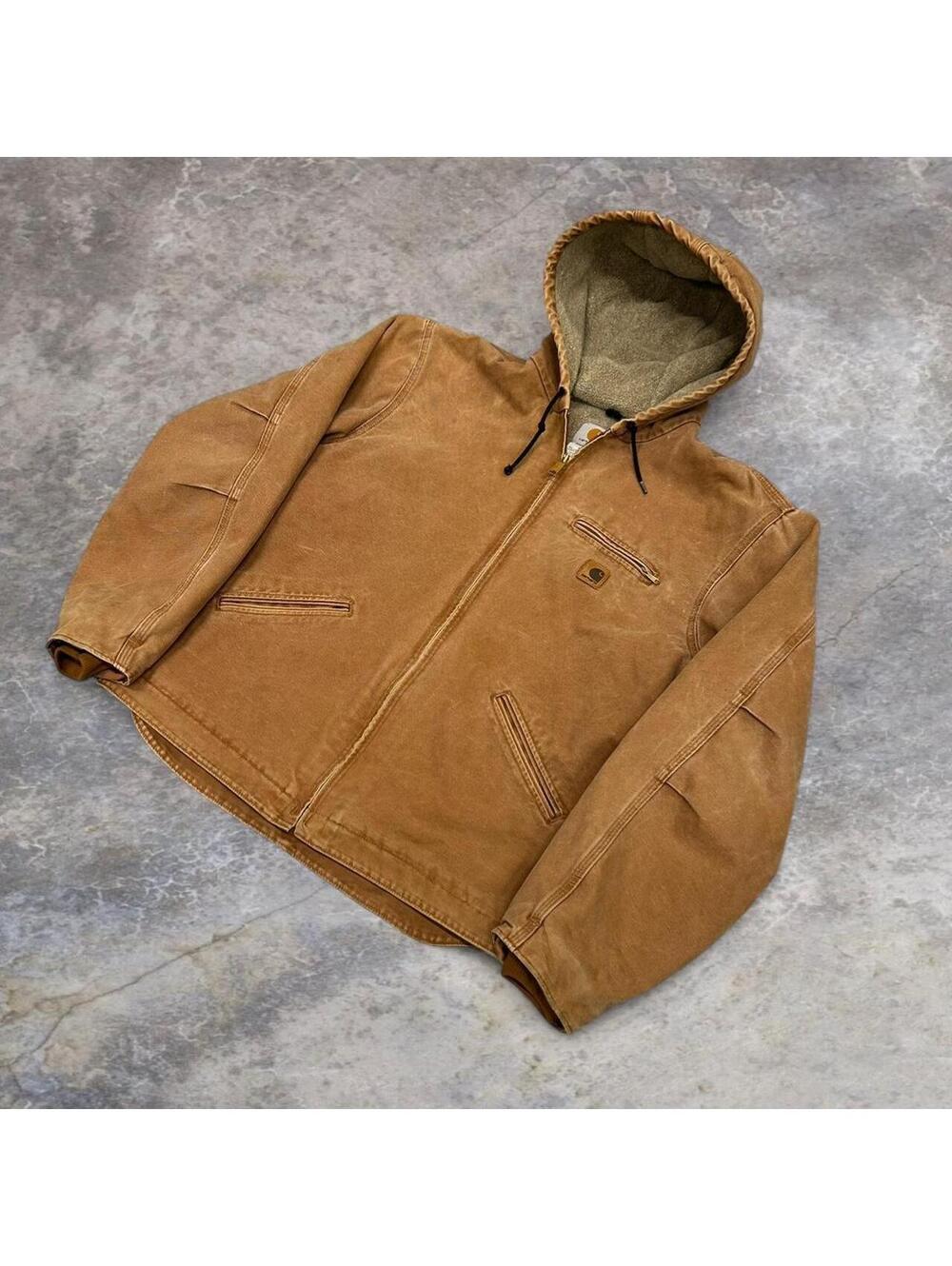 Vintage Carhartt brown hooded Detroit canvas jacket